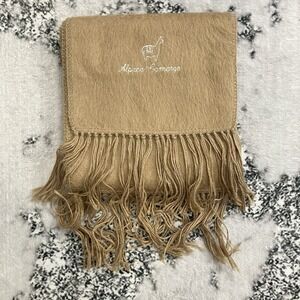 Alpaca‎ Camargo Peru Alpaca Wool Fringe Scarf Beige Camel Unisex Rectangle